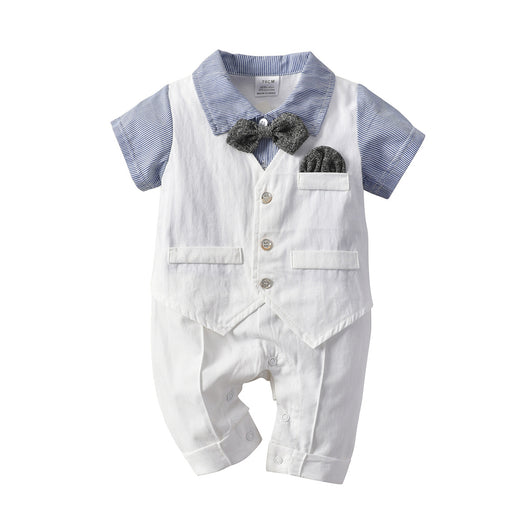 Traje Romper Caballero para Niños con Corbatín Falso Dos Piezas - Image 12