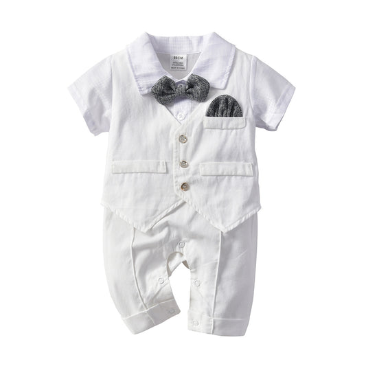 Traje Romper Caballero para Niños con Corbatín Falso Dos Piezas - Image 2