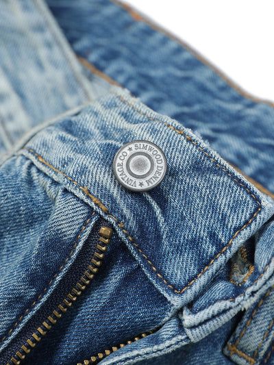 Jeans Cropped Azules Desgastados con Efecto Frayed para Hombre - Image 4