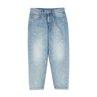 Jeans Cropped Azules Desgastados con Efecto Frayed para Hombre - Image 2