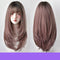 Peluca Larga Mujer Cabello Liso con Flequillo Aireado y Botón Interior