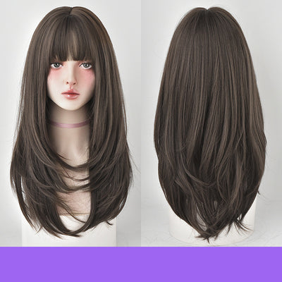 Peluca Larga Mujer Cabello Liso con Flequillo Aireado y Botón Interior - Image 5