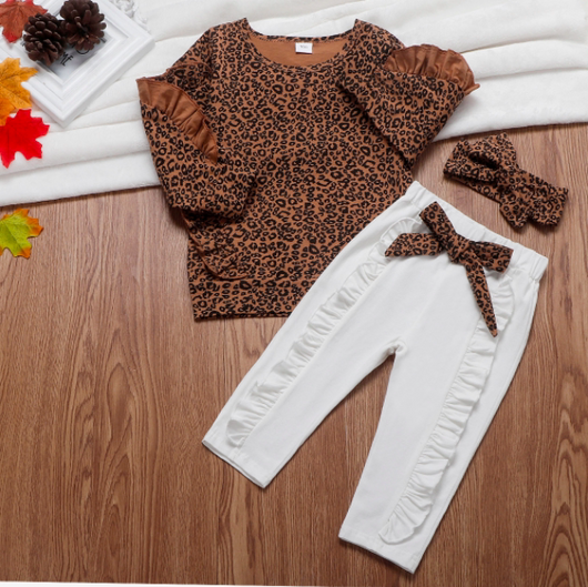 Conjunto Infantil Niña Blusa Floral y Pantalón Blanco - Image 4