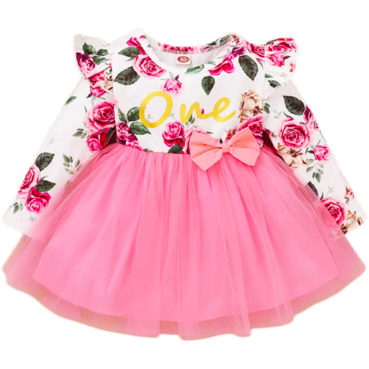 Vestido Infantil Niña Flores con Volantes en Mangas - Image 10