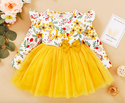 Vestido Infantil Niña Flores con Volantes en Mangas - Image 13