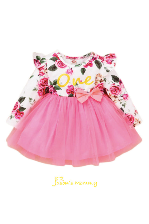 Vestido Infantil Niña Flores con Volantes en Mangas