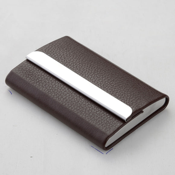 Estuche para Tarjetas de Presentación en Acero Inoxidable con Cierre Magnético de Cuero