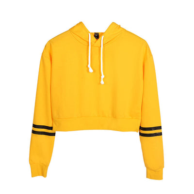 Sudadera con Capucha de Cintura Alta Ajustada en Color Liso - Image 11