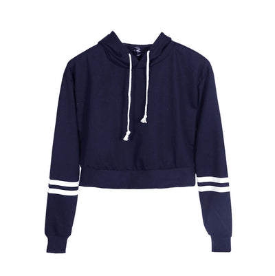 Sudadera con Capucha de Cintura Alta Ajustada en Color Liso - Image 7
