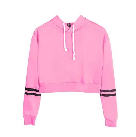 Sudadera con Capucha de Cintura Alta Ajustada en Color Liso - Image 9