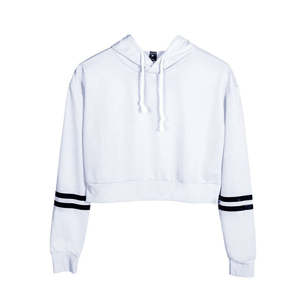 Sudadera con Capucha de Cintura Alta Ajustada en Color Liso