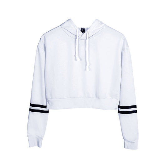 Sudadera con Capucha de Cintura Alta Ajustada en Color Liso