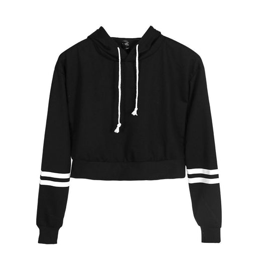 Sudadera con Capucha de Cintura Alta Ajustada en Color Liso - Image 4