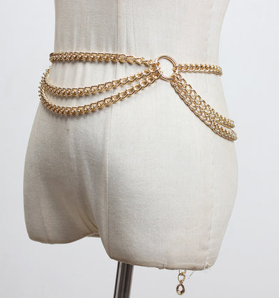 Vestido Elegante con Cinturón Decorativo y Accesorios