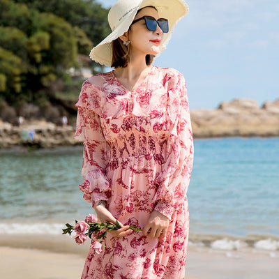 Vestido Midi de Seda Estampado Elegante para Verano - Image 12