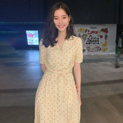 Vestido Floral Corto con Cintura Ajustable y Manga Corta para Mujer - Image 2