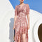 Falda de Seda Floral con Nudo en V y Corte Irregular