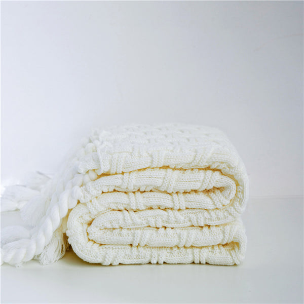 Manta Reversible de Siesta con Borlas - Perfecta para Aire Acondicionado y Oficina