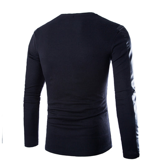 Camiseta Manga Larga de Cuero para Hombre - Cuello Redondo - Image 11