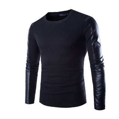 Camiseta Manga Larga de Cuero para Hombre - Cuello Redondo - Image 7