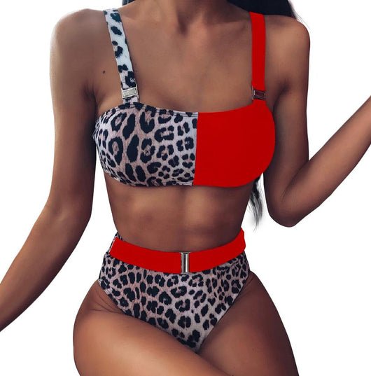 Bikini Cintura Alta Estampado Leopardo con Costura Europea - Image 9