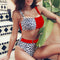 Bikini Cintura Alta Estampado Leopardo con Costura Europea