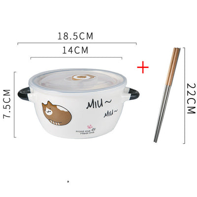 Tazón Adorable para Fideos Instantáneos con Tapa - Image 35