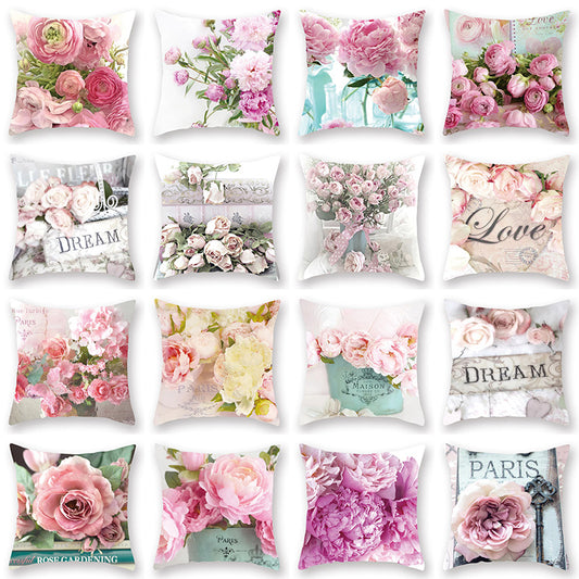 Cojín Decorativo con Flores de Acuarela - Impresión Digital para Hogar, Auto y Oficina