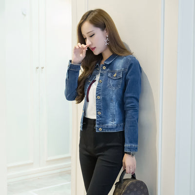 Chaqueta Denim Corta Ajustada de Manga Larga para Mujer - Image 10