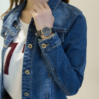 Chaqueta Denim Corta Ajustada de Manga Larga para Mujer - Image 7