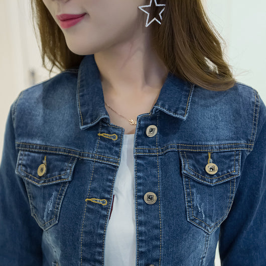 Chaqueta Denim Corta Ajustada de Manga Larga para Mujer - Image 3