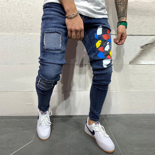 Pantalones Vaqueros Hombre con Estampado de Parches - Image 8