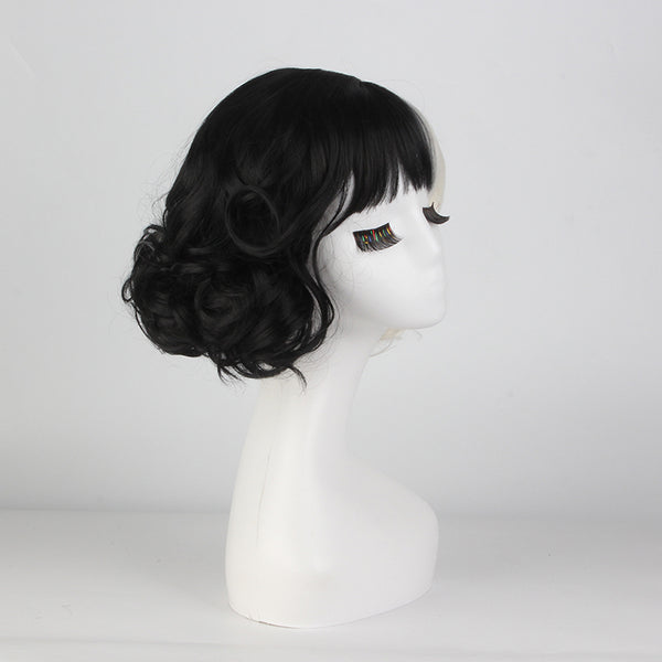 Peluca Cruella Cosplay Anime Bicolor Negro y Blanco Cabello Rizado Corto - Image 3