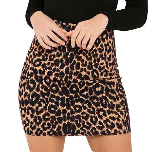 Falda Lápiz Estampado Leopardo Talle Alto