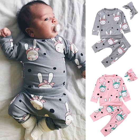 Conjunto de Muñeca Conejo de Tres Piezas con Bandana y Manga Larga