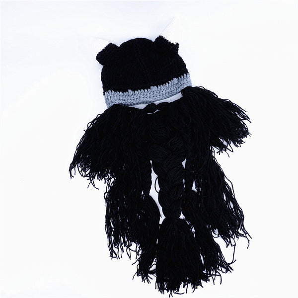 Gorro Vikingo con Barba Larga de Lana para Fiestas Temáticas Europeas