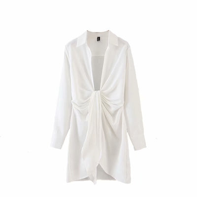 Vestido Camisero Blanco con Falda Corta - Image 10
