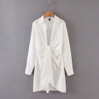Vestido Camisero Blanco con Falda Corta - Image 9