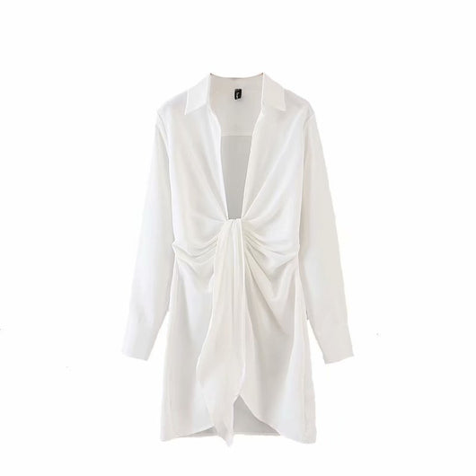 Vestido Camisero Blanco con Falda Corta