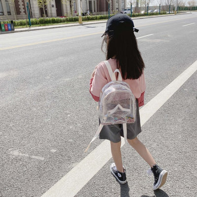 Mochila Infantil Transparente con Brillo de Estrellas - Bolsa de Viaje Escolar para Niñas - Image 9