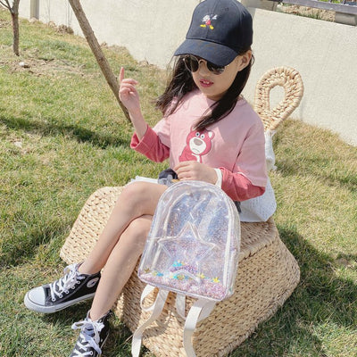 Mochila Infantil Transparente con Brillo de Estrellas - Bolsa de Viaje Escolar para Niñas - Image 10