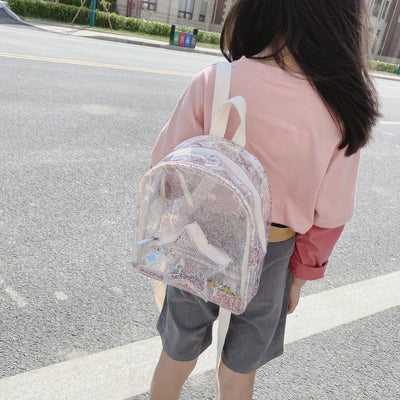 Mochila Infantil Transparente con Brillo de Estrellas - Bolsa de Viaje Escolar para Niñas - Image 11