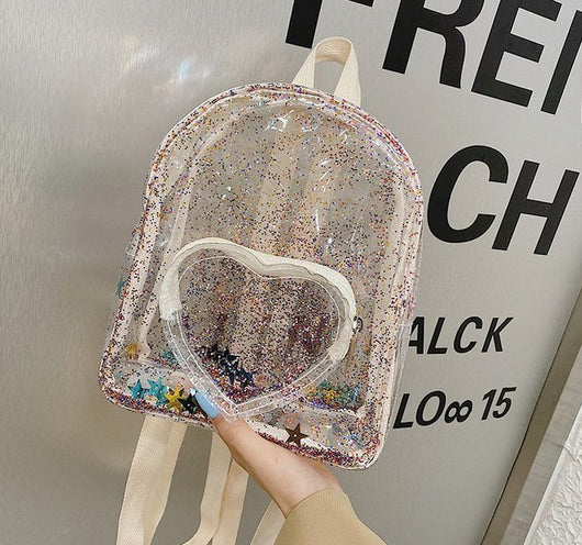 Mochila Infantil Transparente con Brillo de Estrellas - Bolsa de Viaje Escolar para Niñas - Image 2