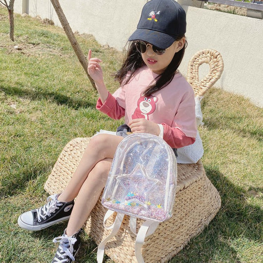 Mochila Infantil Transparente con Brillo de Estrellas - Bolsa de Viaje Escolar para Niñas - Image 5