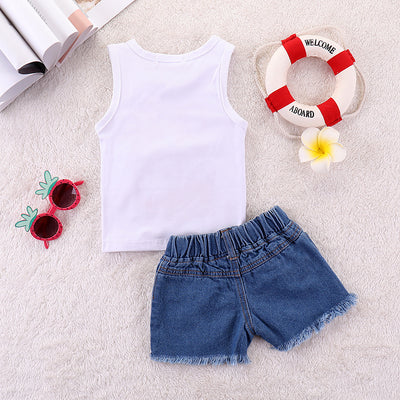 Conjunto Denim Infantil Estampado Sandía con Detalles Perforados - Image 10