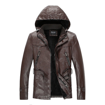 Abrigo de Cuero PU Estilo Medio para Hombre - Colección Otoño Invierno - Image 9