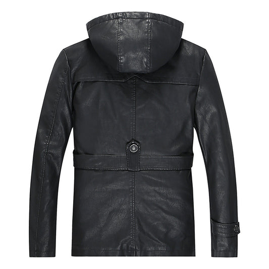 Abrigo de Cuero PU Estilo Medio para Hombre - Colección Otoño Invierno - Image 2
