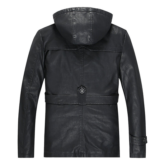 Abrigo de Cuero PU Estilo Medio para Hombre - Colección Otoño Invierno - Image 2