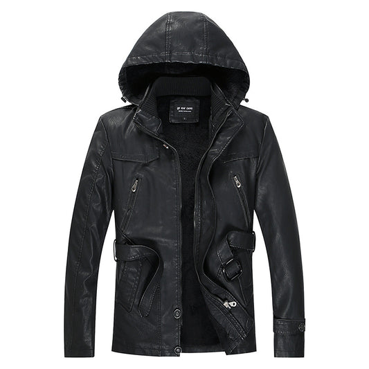 Abrigo de Cuero PU Estilo Medio para Hombre - Colección Otoño Invierno