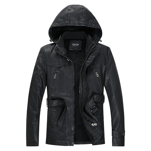 Abrigo de Cuero PU Estilo Medio para Hombre - Colección Otoño Invierno